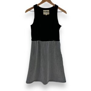 Anthropologie Tabitha Knit Black & White Check Sleeveless Dress Size 4 Side Zip